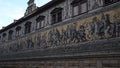 FÃÂ¼rstenzug giant mural decorates mosaic wall. Dresden, Germany.